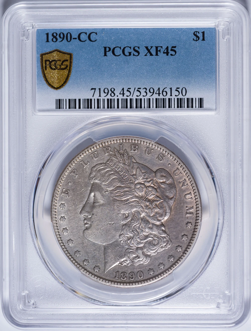 PCGS EF-45 1890-CC Morgan Dollar