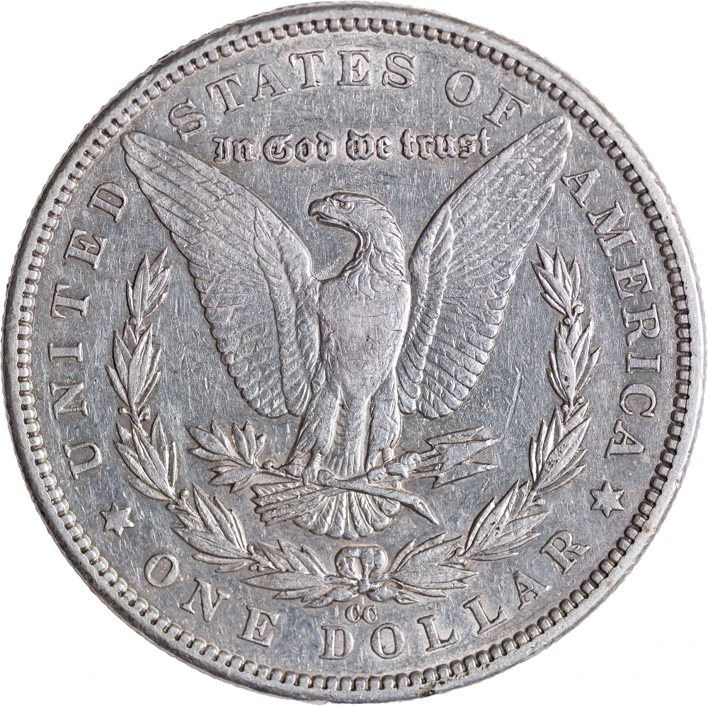AU-50 1890-CC Morgan Dollar
