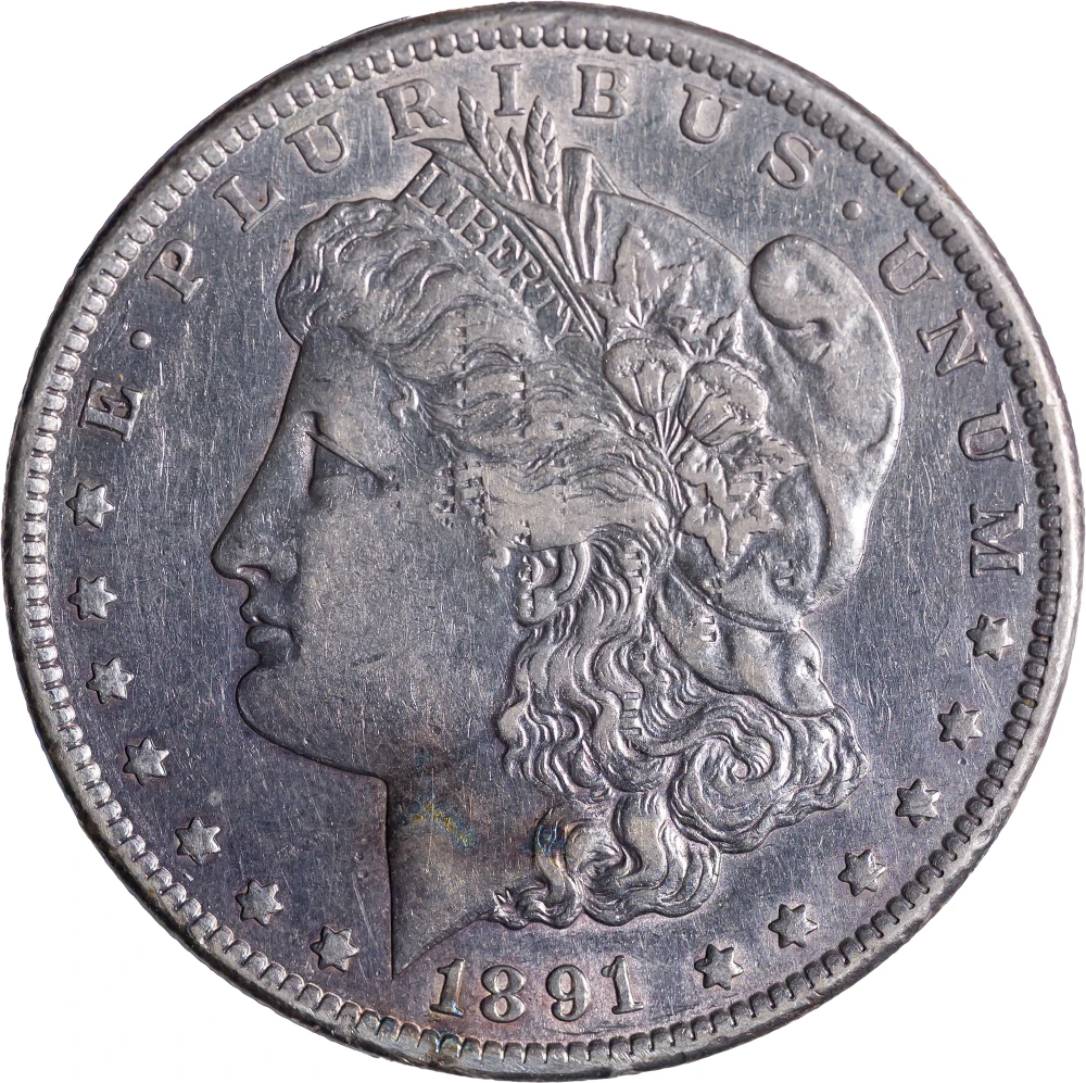 AU-50 Details 1891-CC Morgan Dollar