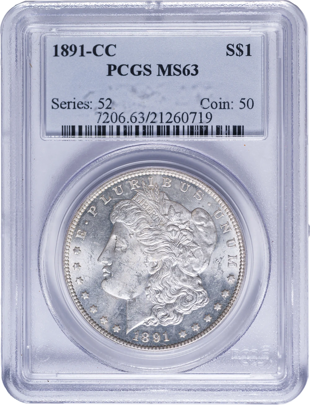 PCGS MS-63 1891-CC Morgan Dollar