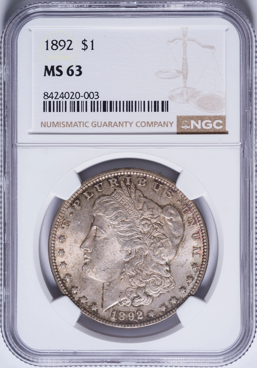 NGC MS-63 1892 Morgan Dollar