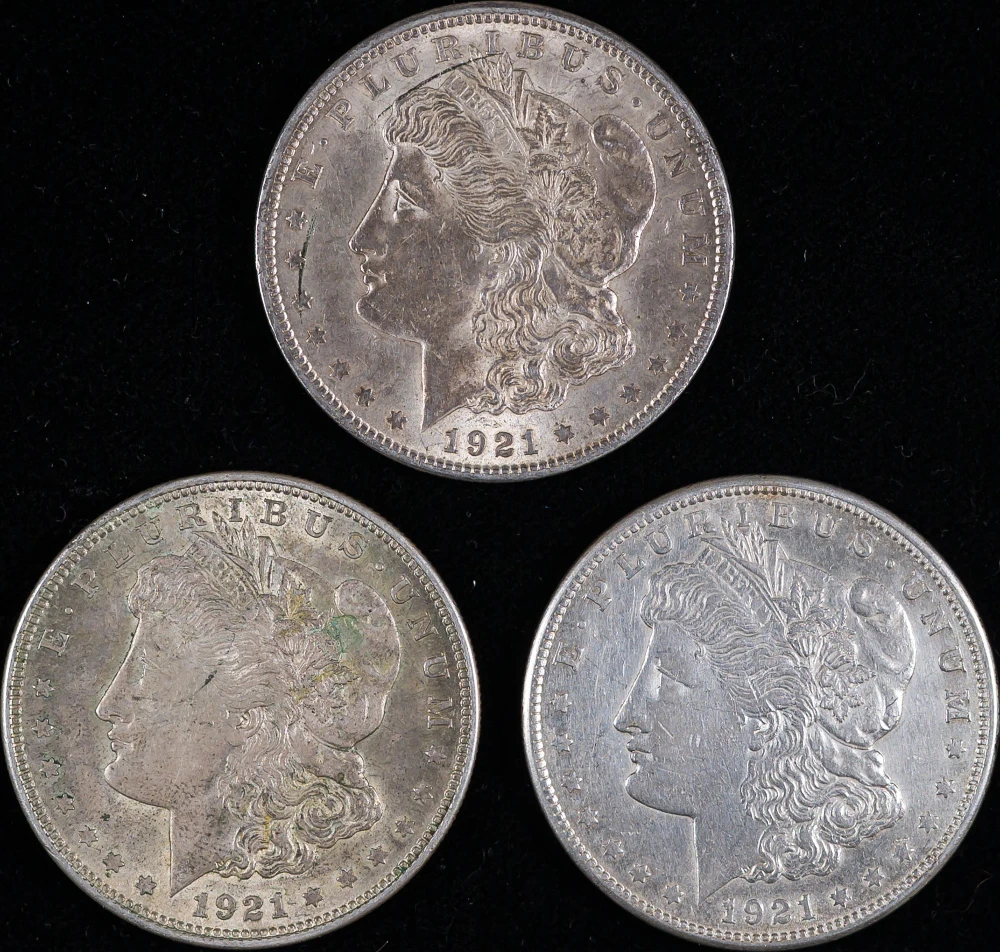 Trio Of 1921 Morgan Dollars