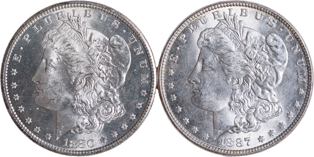 Pair Of Very Choice Morgan Dollars