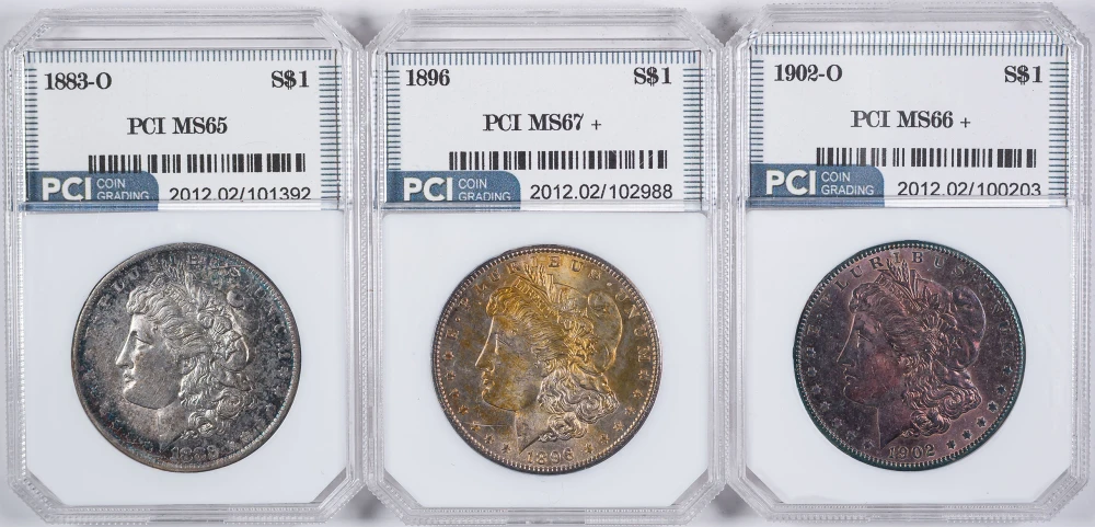 Trio Of PCI Certified Morgan Dollars