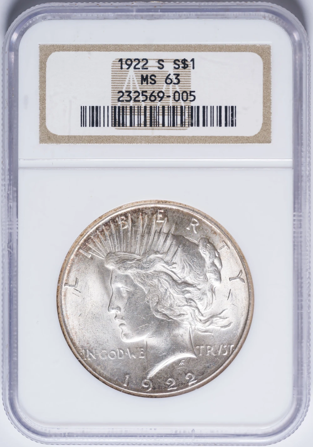 NGC MS-63 1922-S Peace Dollar
