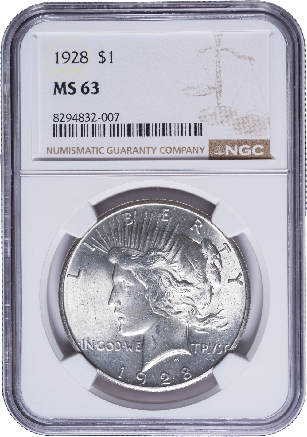 NGC MS-63 1928 Peace Dollar