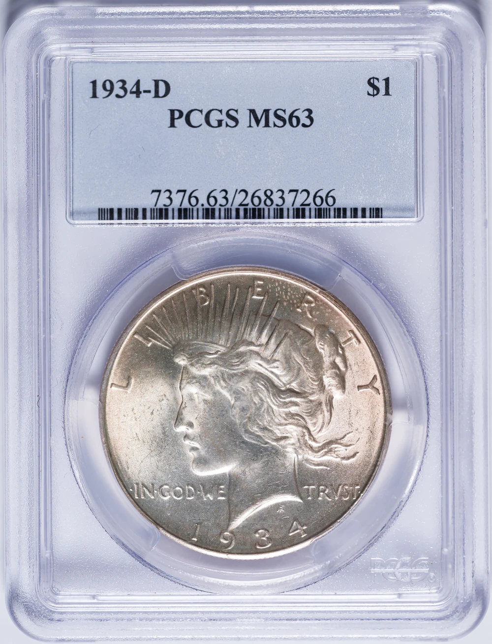 PCGS MS-63 1934-D Peace Dollar