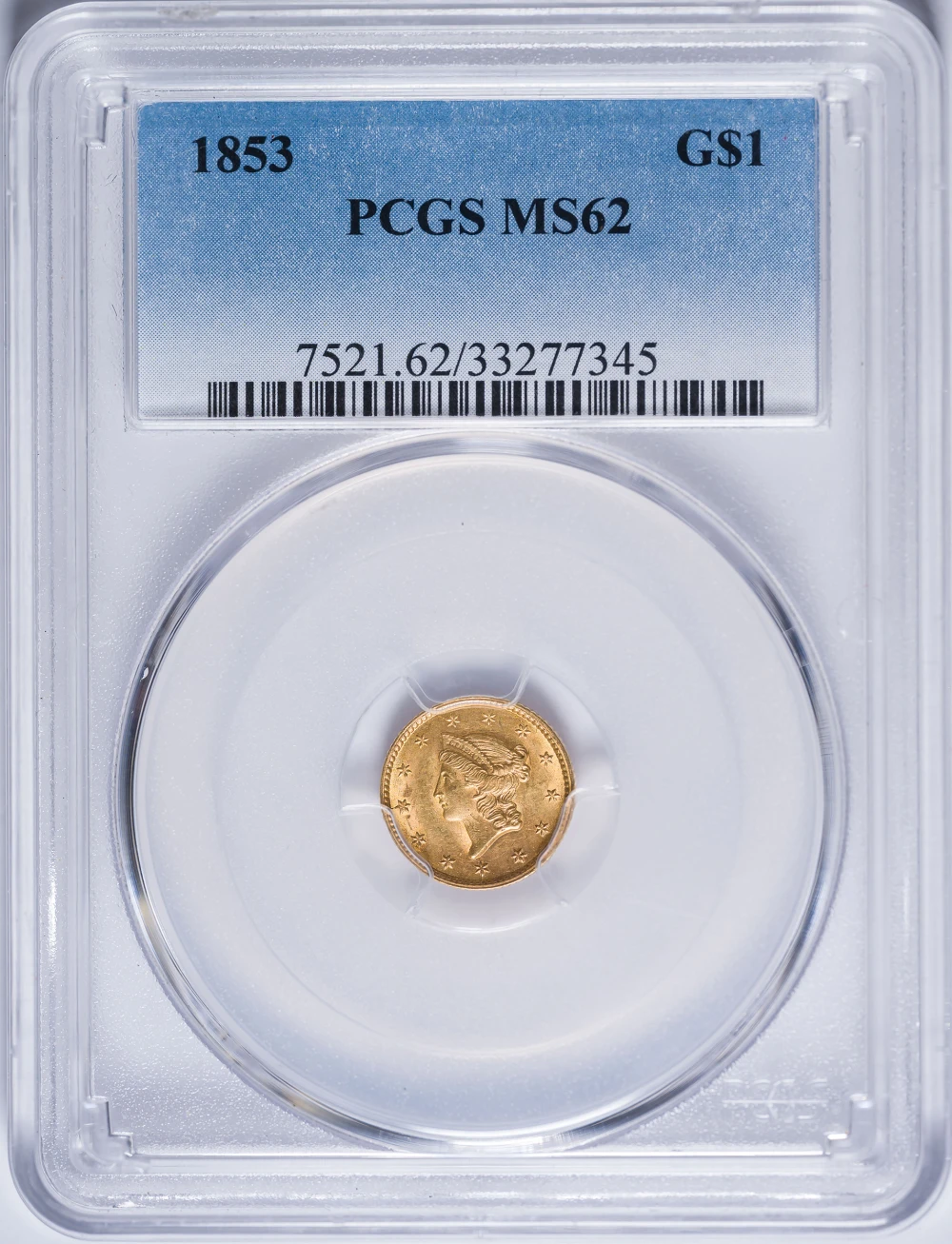 PCGS MS-62 1853 $1 Gold
