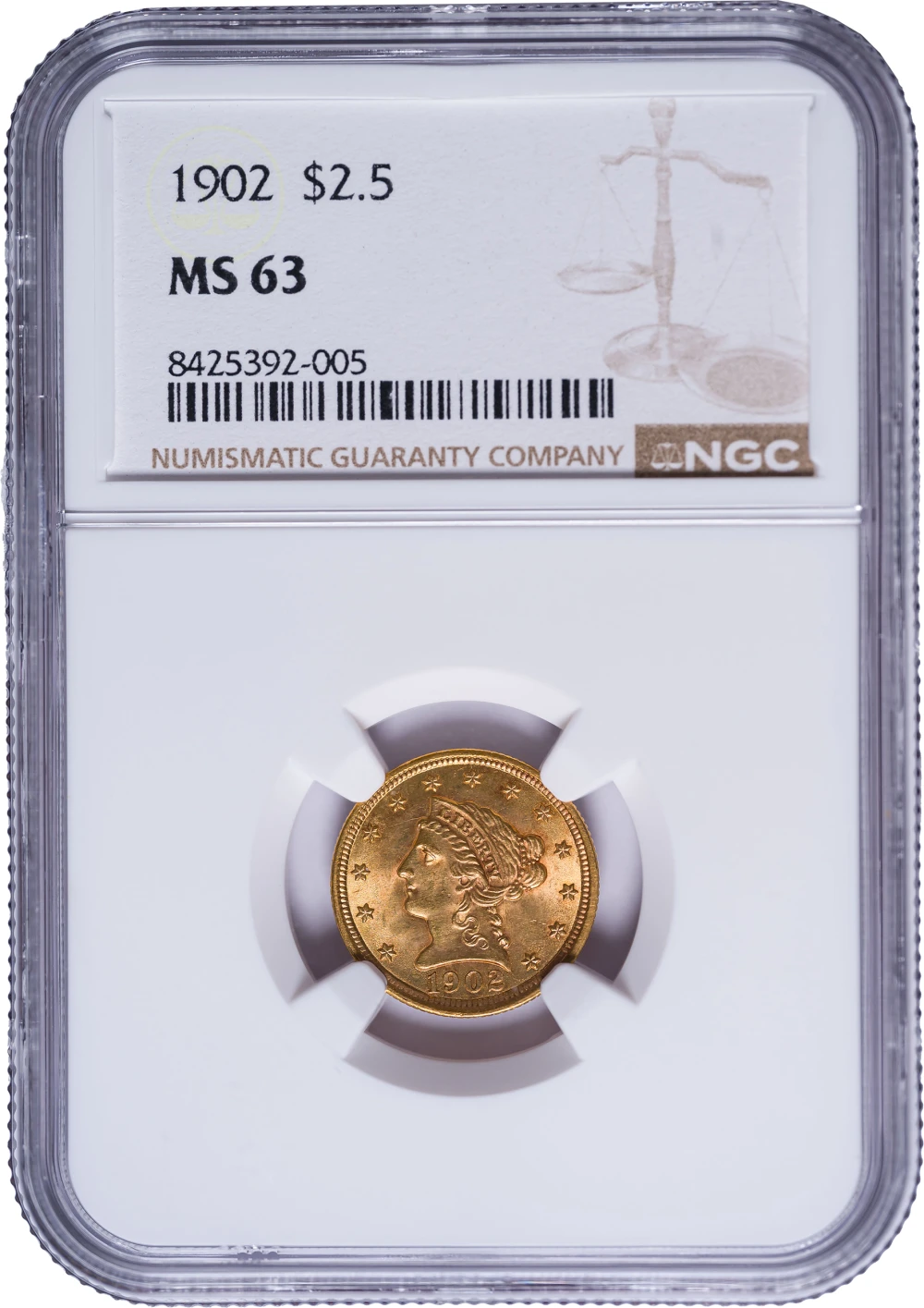 NGC MS-63 1902 $2.50 Gold Liberty