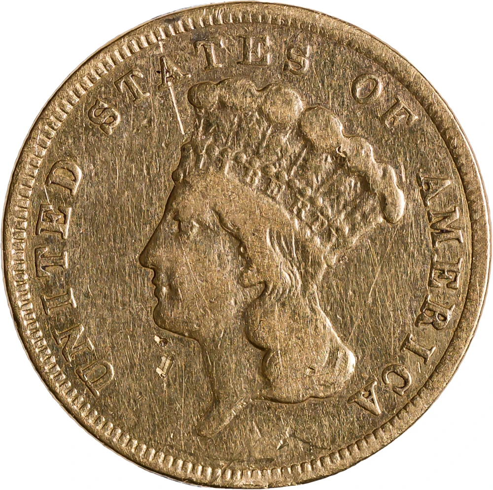 VF Details 1859 $3 Gold