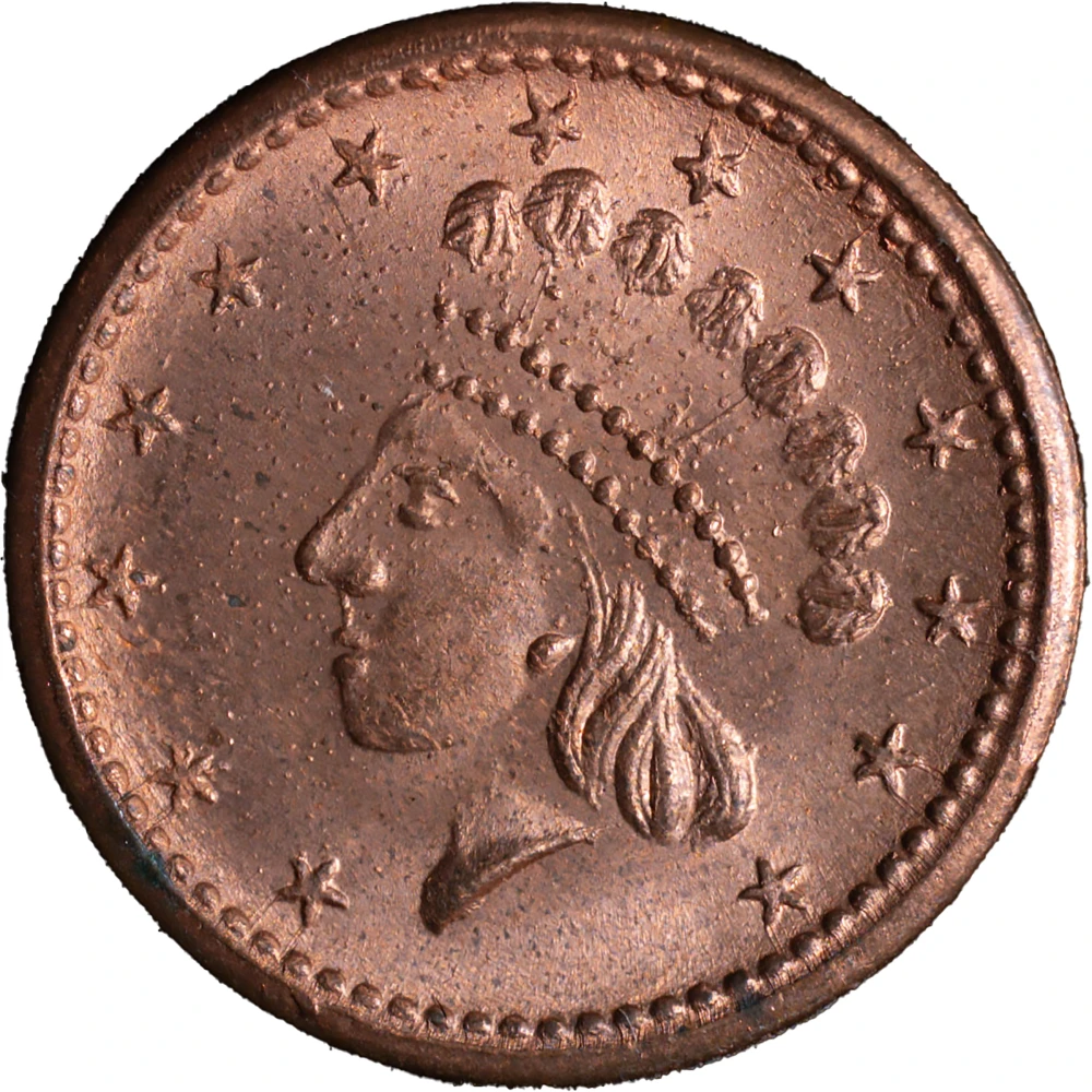 (1861-65) Gem BU-65 Red Civil War Token