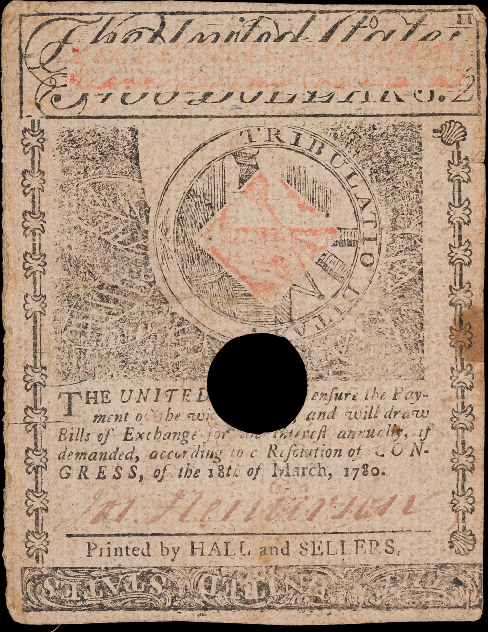 VF 1780 Massachusetts $2 Colonial Note