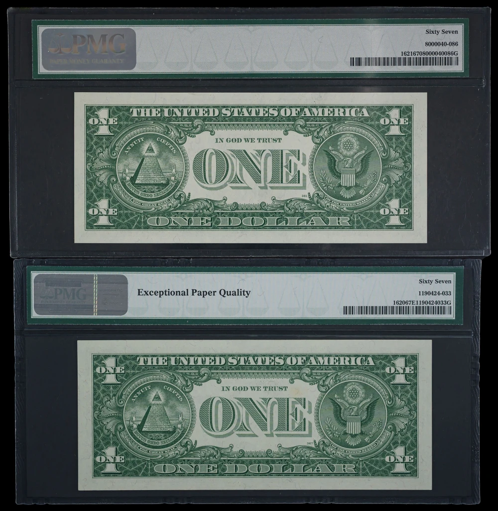 PMG Gem 1957 $1 Silver Certificate Duo
