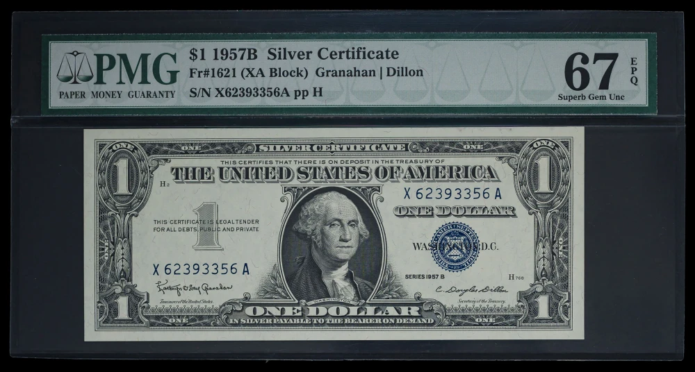PMG Gem-67 EPQ 1957-B $1 Silver Certificate