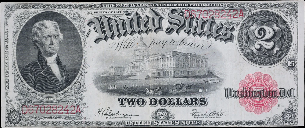VF+ 1917 $2 Legal Tender Note