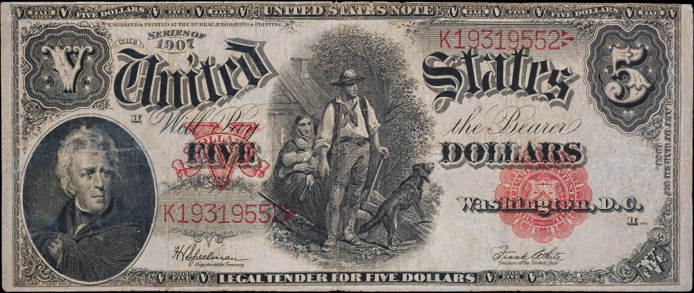 Fine 1907 Woodchopper $5 Note