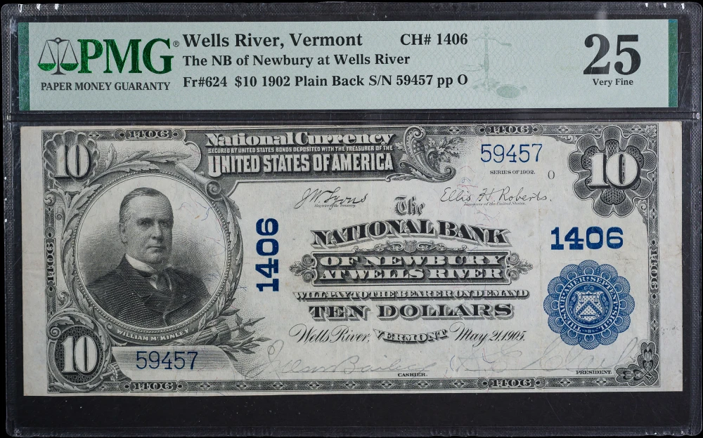 Vermont. PMG VF-25 1902 National Currency $10