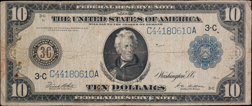Fine 1914 $10 Federal Reserve Note