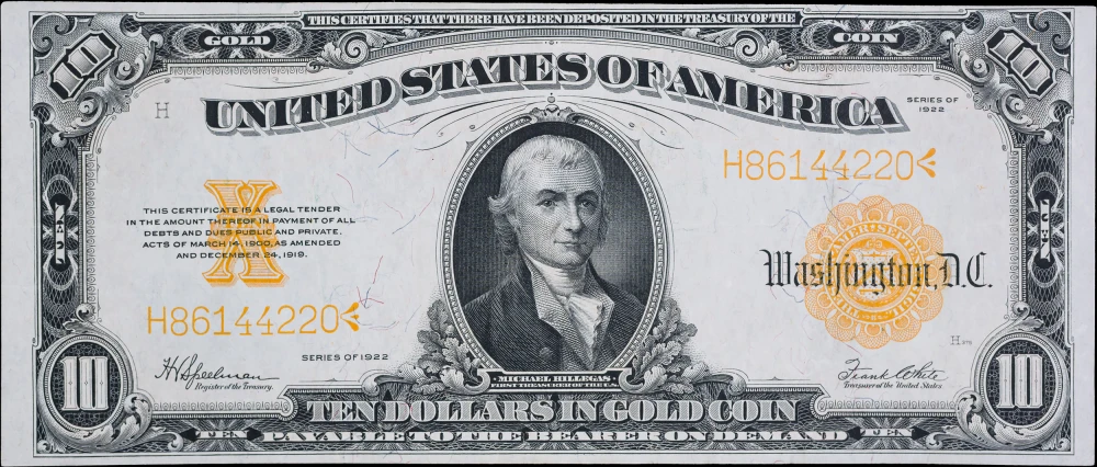 EF 1922 $10 Gold Certificate