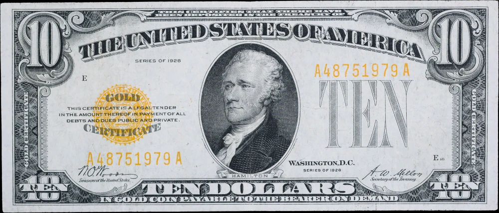 EF 1928 $10 Gold Certificate