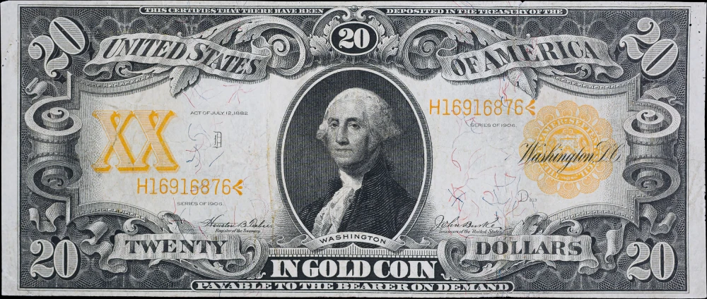 VF+ 1906 $20 Gold Certificate