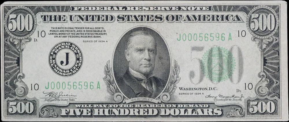 VF/EF 1934A $500 Federal Reserve Note