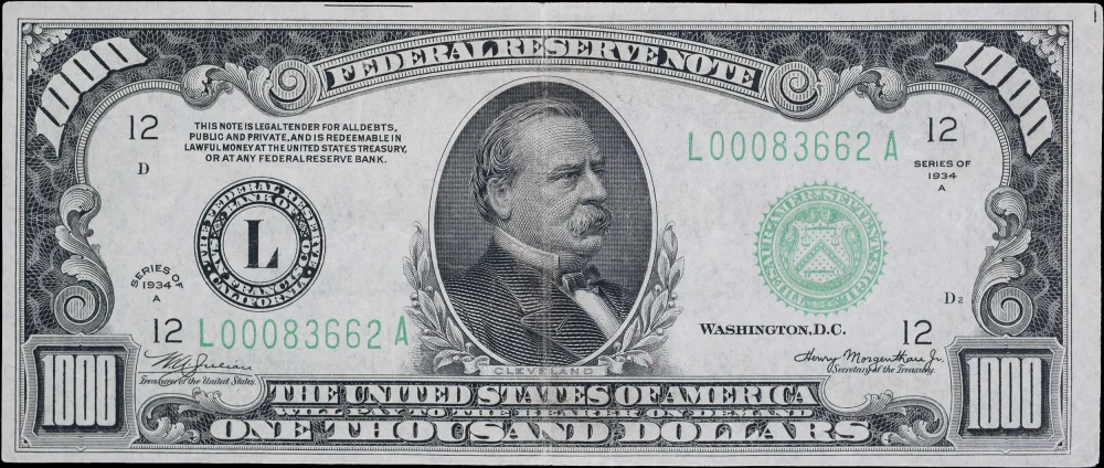 AU 1934A $1000 Federal Reserve Note