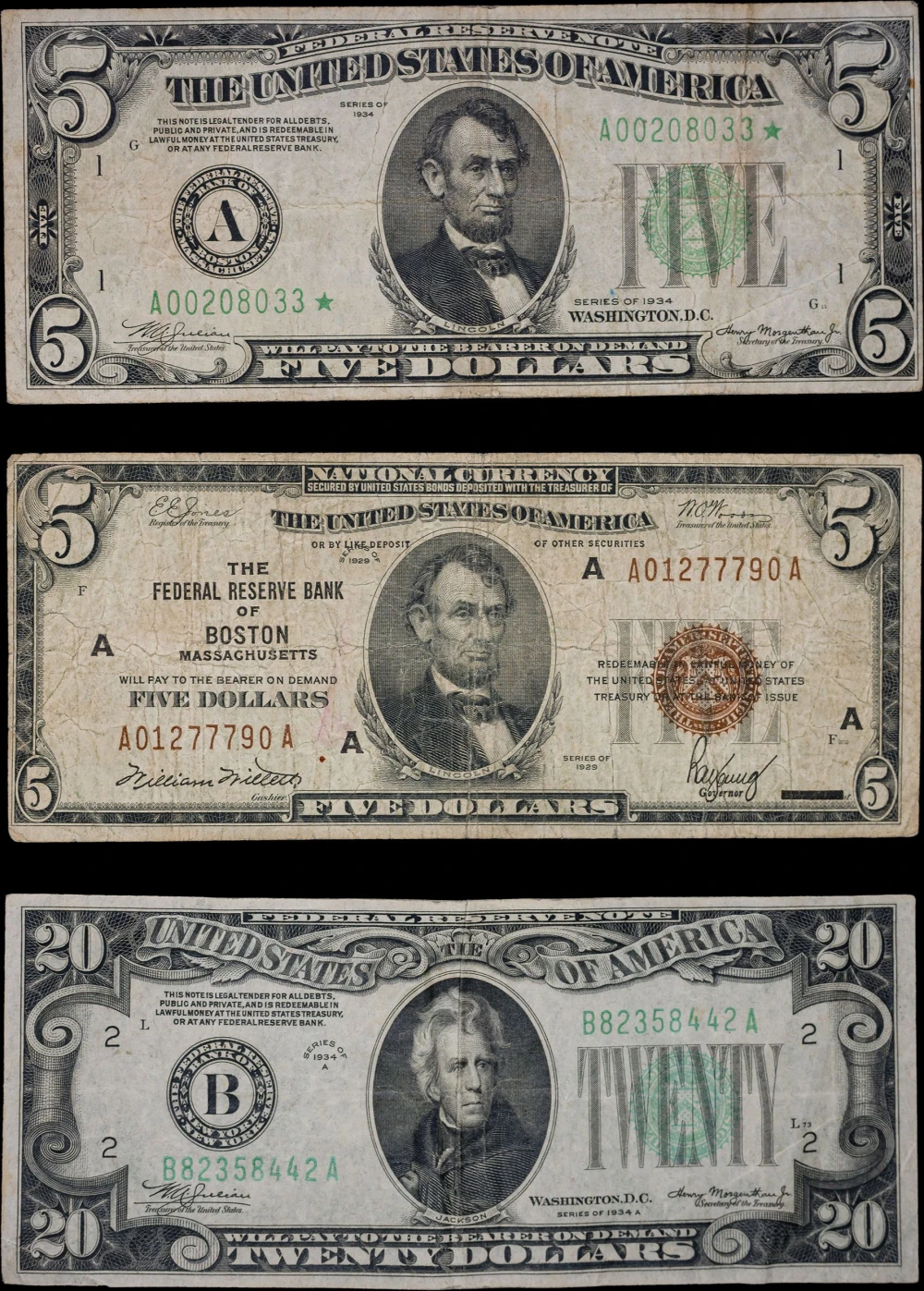 3 Pcs Mixed U.S. Currency Lot