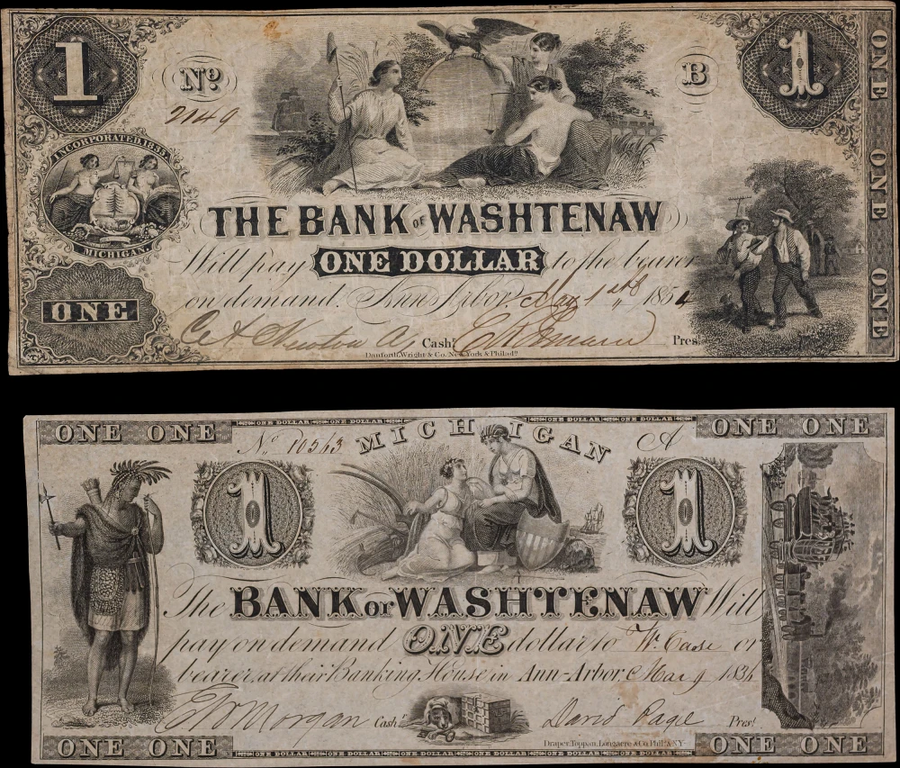 Michigan. Bank Of Washtenaw $1 Pair