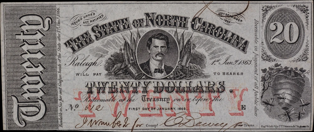 1863 North Carolina $20 Note