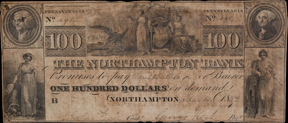 1837 Pennsylvania $100 Obsolete Note