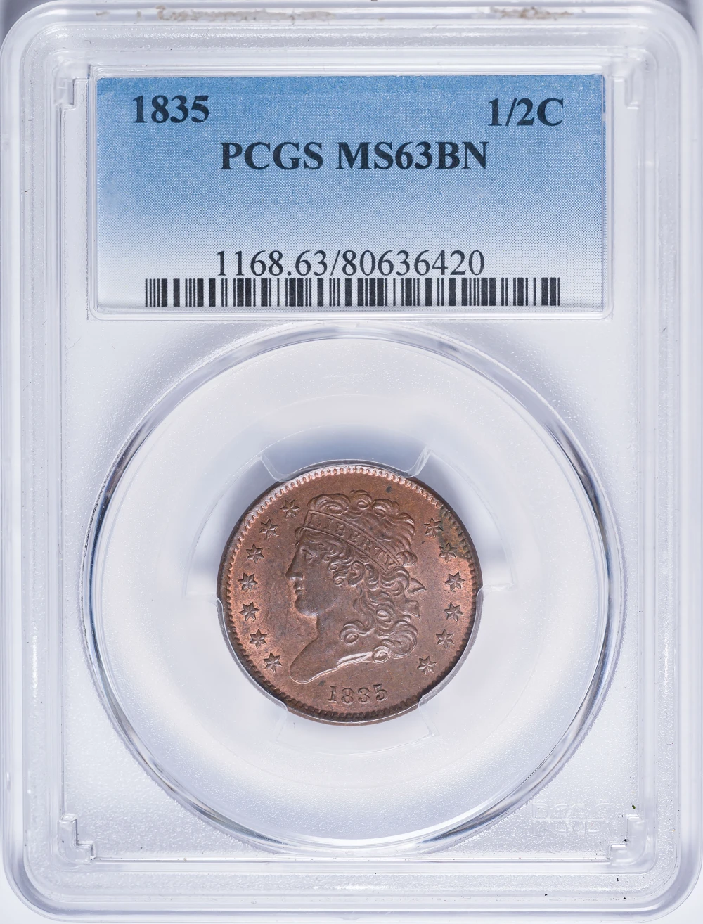 PCGS MS-63 1835 Half Cent