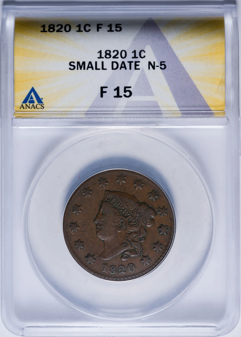 ANACS Fine-15 1820 Large Cent