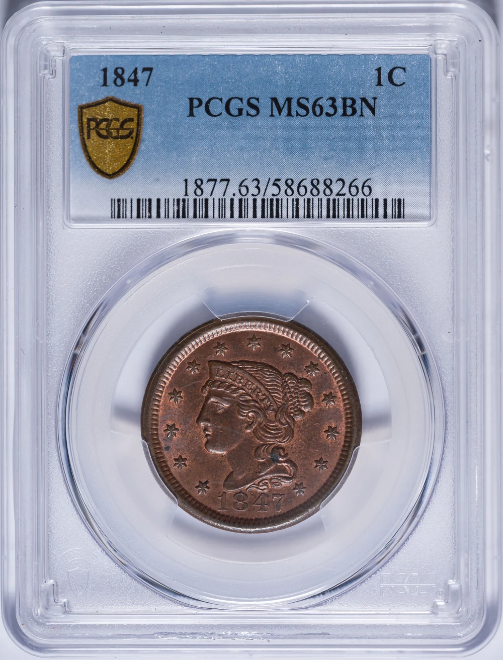PCGS MS-63 BN 1847 Large Cent