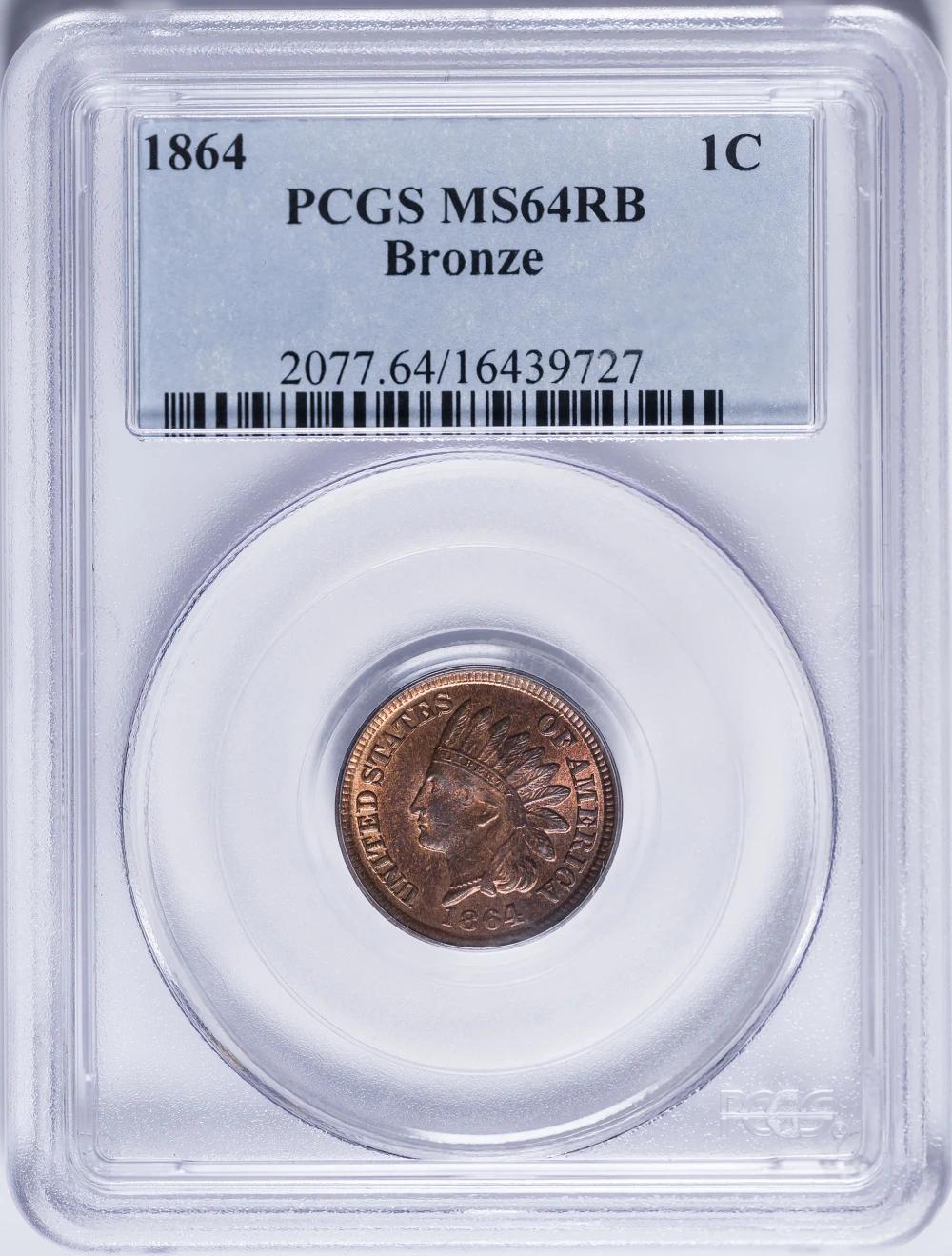 PCGS MS-64 RB 1864 Bronze Indian Cent