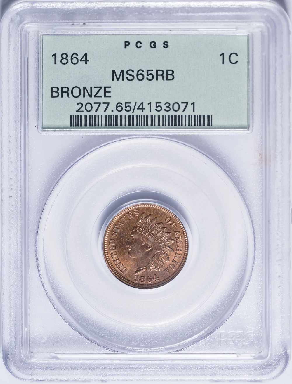 PCGS MS-65 RB 1864 Bronze Indian Cent