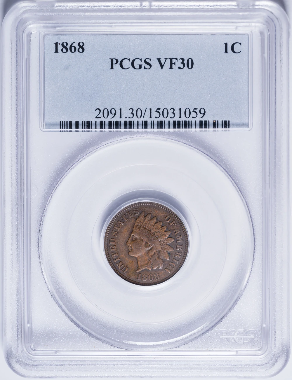 PCGS VF-30 1868 Indian Cent