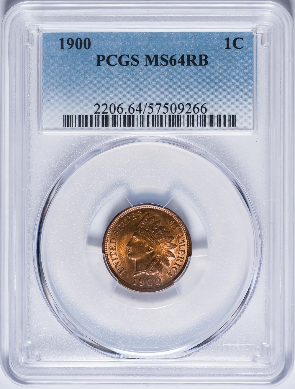 PCGS MS-64 RB 1900 Indian Cent