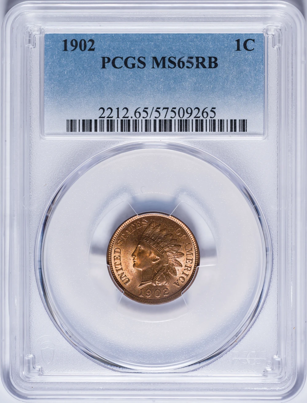 PCGS MS-65 RB 1902 Indian Cent