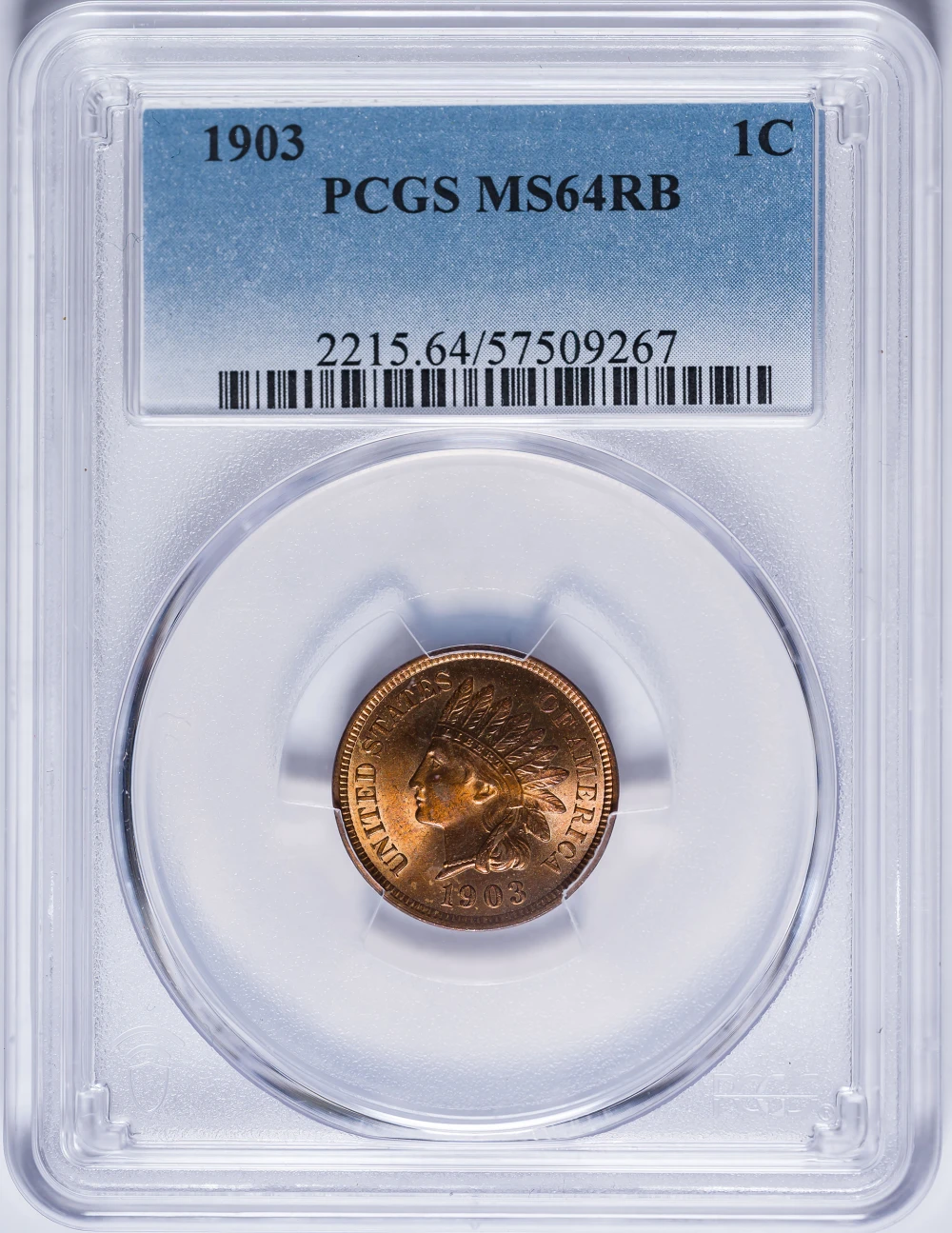 PCGS MS-64 RB 1903 Indian Cent
