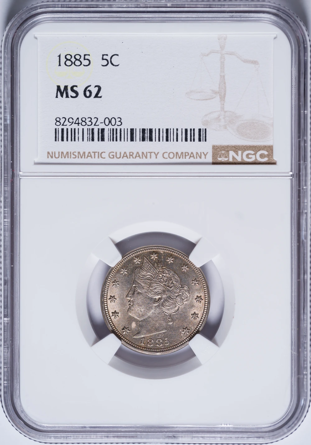 NGC MS-62 1885 Liberty Nickel