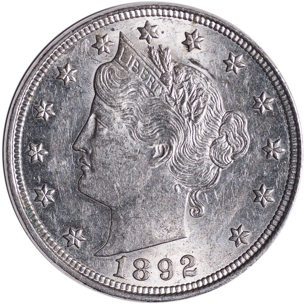 Borderline UNC-58+ 1892 Liberty Nickel