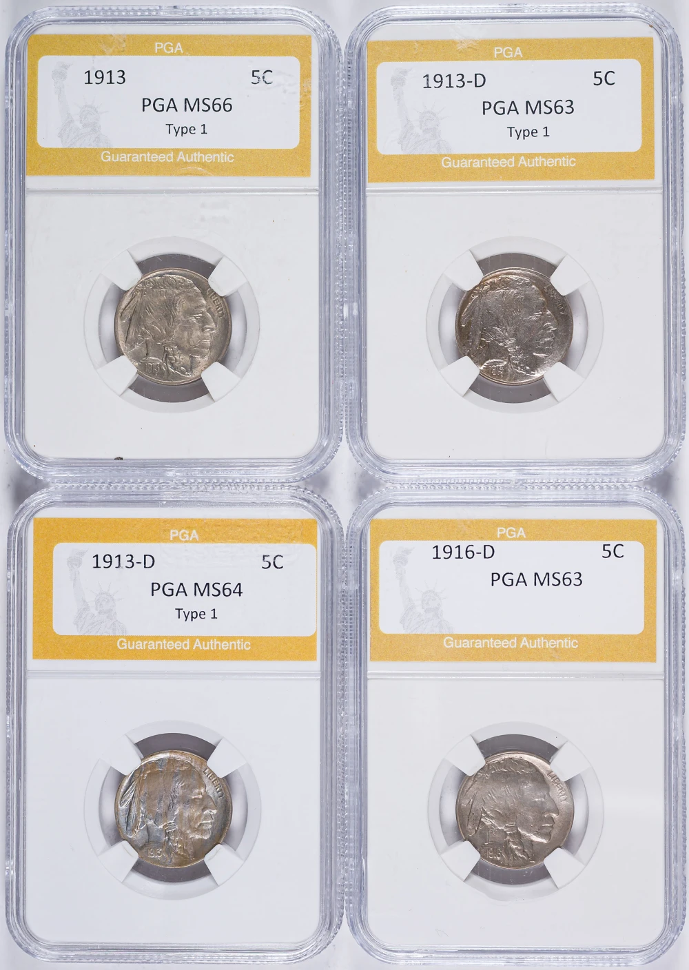 4 Pcs Better Generic Certified Buffalo Nickels