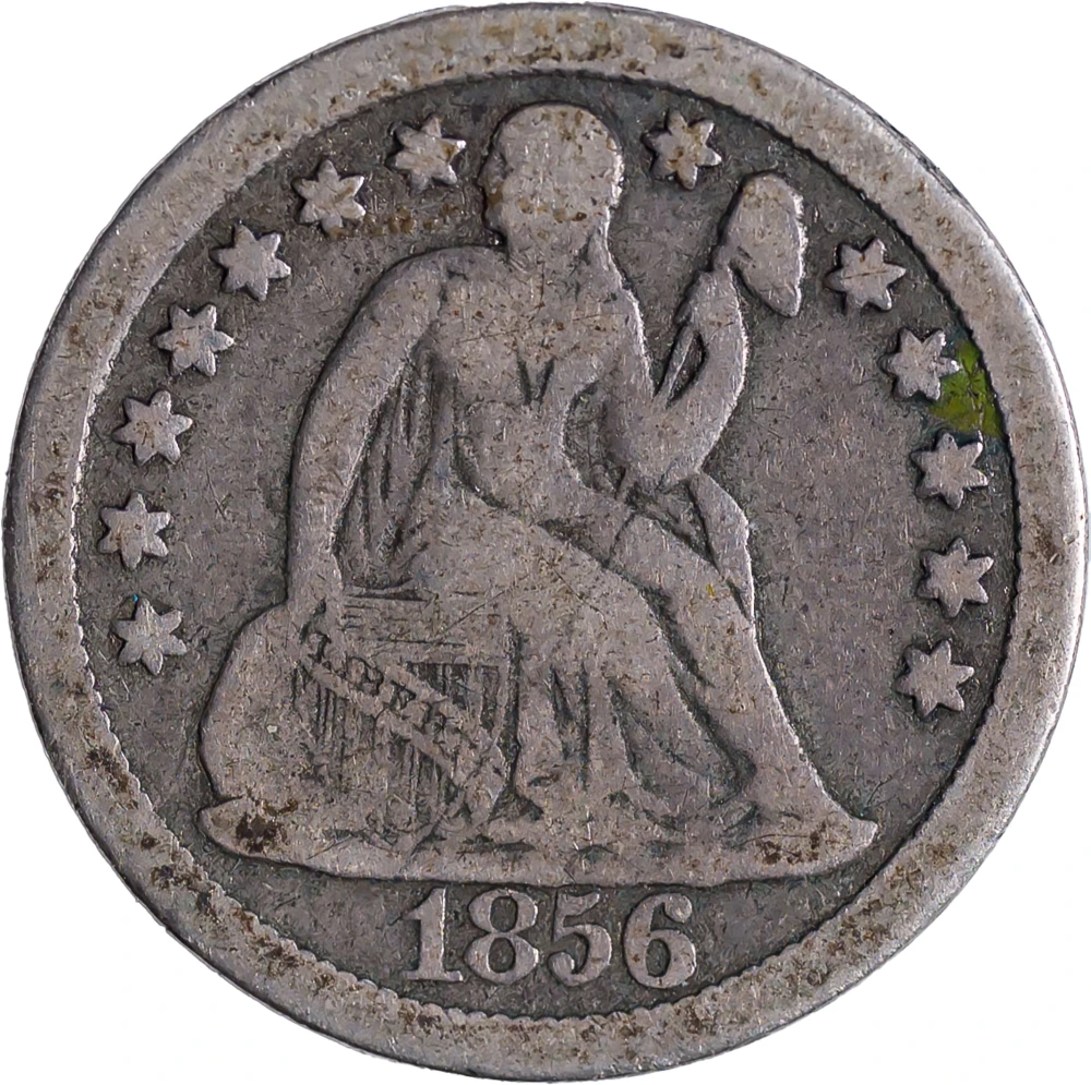 Choice Fine 1856 Large Date Dime