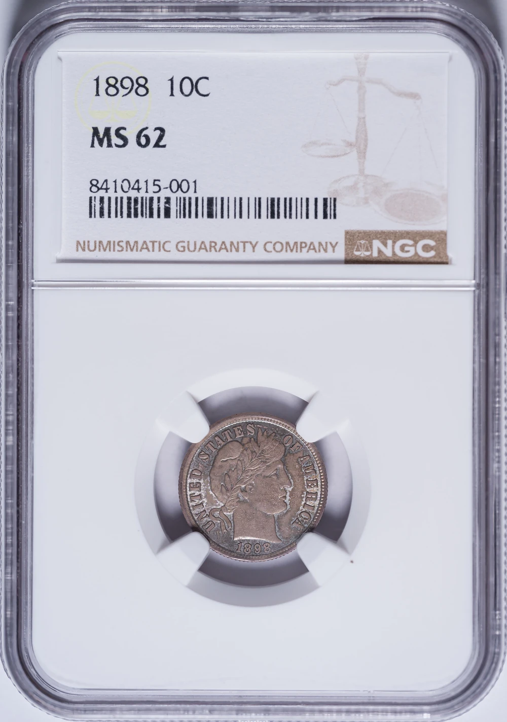 NGC MS-62 1898 Barber Dime