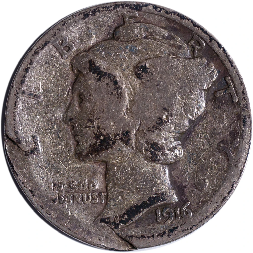 G-4 Details 1916-D Mercury Dime