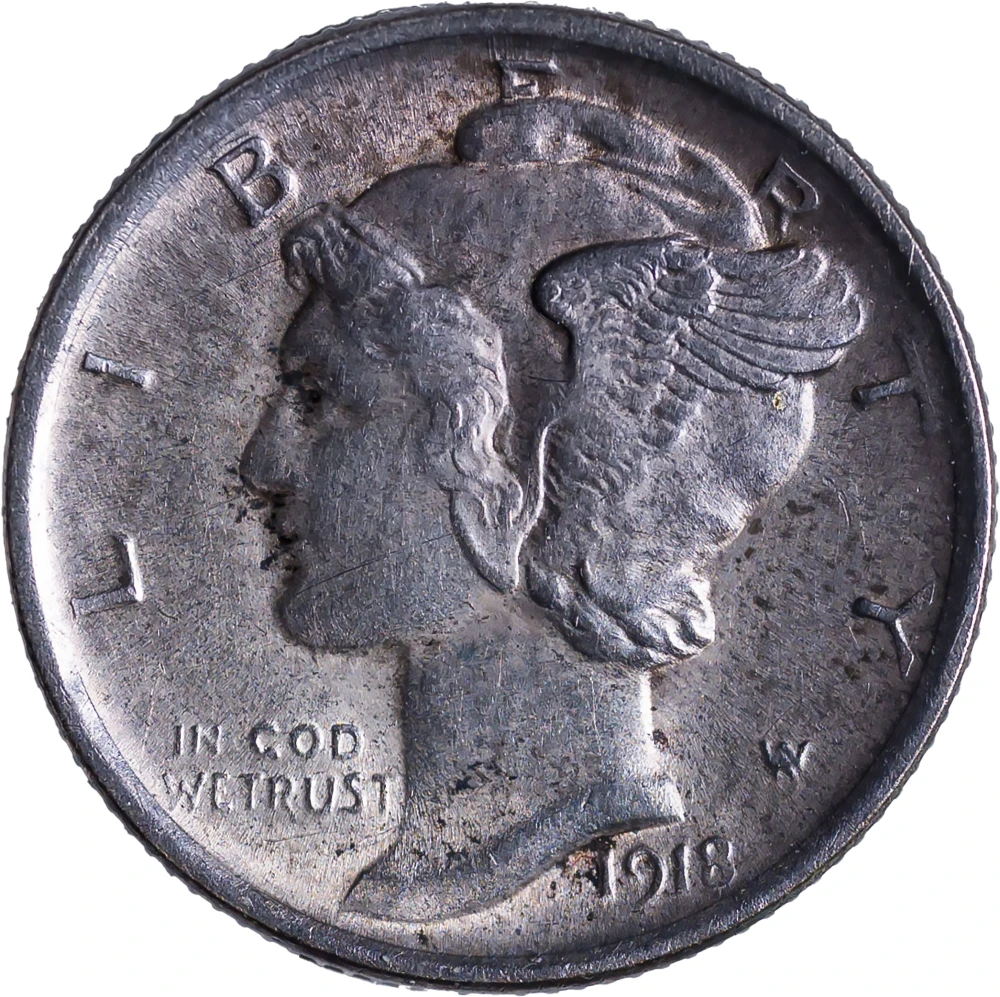 AU-58 1918-D Mercury Dime