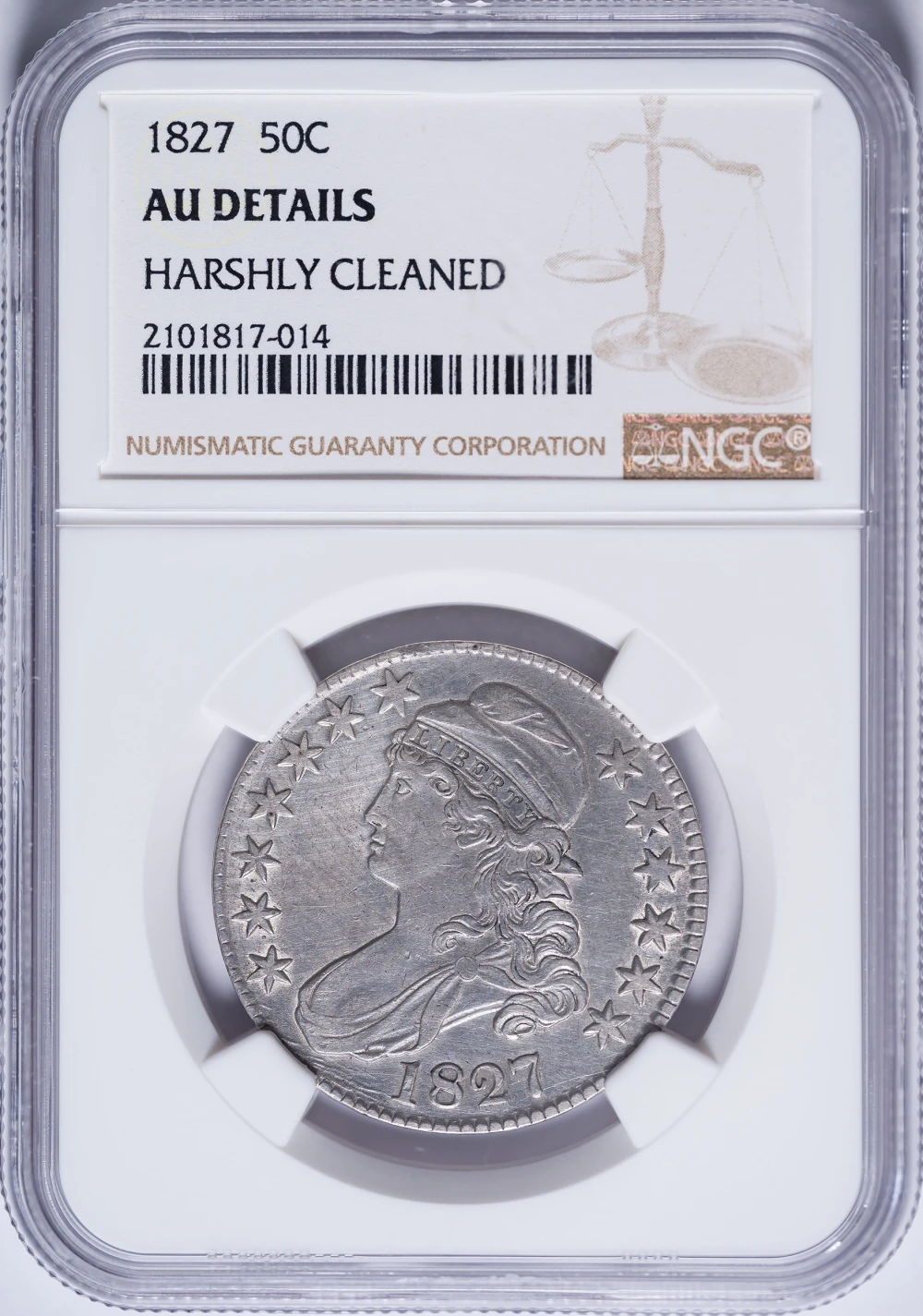 NGC AU Details 1827 Bust Half