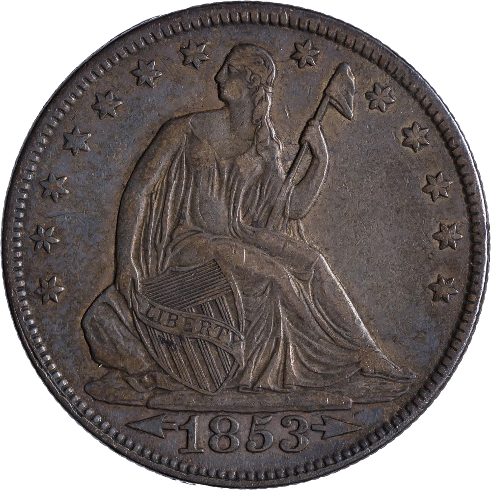 EF-40 1853 Arrows and Rays Half Dollar