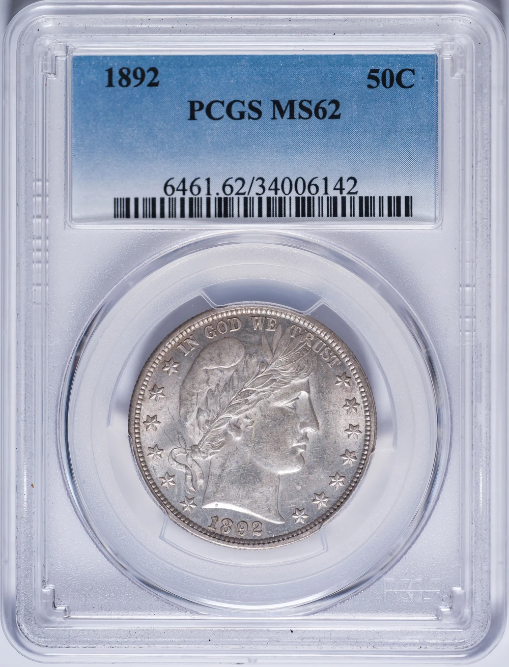 PCGS MS-62 1892 Barber Half Dollar